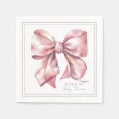 ピンクボウパーソナライズされたベイビーシャワー スタンダードカクテルナプキン (正面)