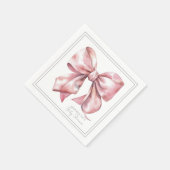 ピンクボウパーソナライズされたベイビーシャワー スタンダードカクテルナプキン (角)