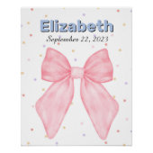 ピンクボウパーソナライズされた名前をカスタムするポスター ポスター (正面)