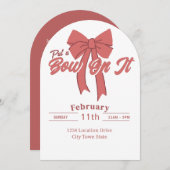 ピンクボウパーティの招待状 – コケットボウ誕生日 招待状 (正面/裏面)