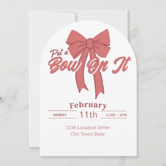 ピンクボウパーティの招待状 – コケットボウ誕生日 招待状 (正面)