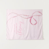 ピンクボウパーティー布の背景 タペストリー (正面(横))