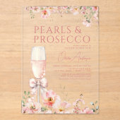 ピンクボウパール&プロセッコブライダルシャワー アクリル招待状 (正面)