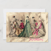 ピンクボウビクトリアン招待状付きドレス 招待状 (正面)