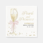 ピンクボウピアスアンドプロセッコブライダルシャワー スタンダードカクテルナプキン (正面)