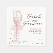 ピンクボウピアスアンドプロセッコブライダルシャワー スタンダードカクテルナプキン (正面)