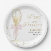 ピンクボウピアスアンドプロセッコブライダルシャワー ペーパープレート (正面)