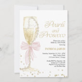 ピンクボウピアスアンドプロセッコブライダルシャワー 招待状 (正面)