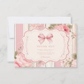 ピンクボウファンシーフローラワンガール1st誕生日 サンキューカード (正面)