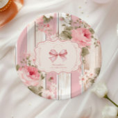 ピンクボウファンシーフローラワンガール1st誕生日 ペーパープレート