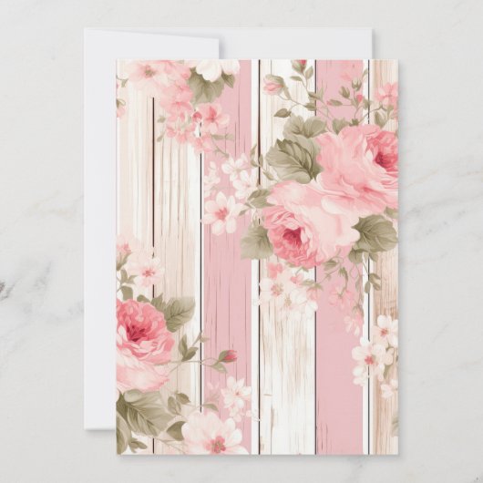 ピンクボウファンシーフローラワンガール1st誕生日 招待状 (裏面)