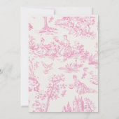 ピンクボウファンシーワンガールシックなコケット1st誕生日 招待状 (裏面)