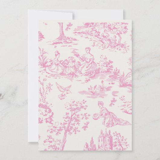 ピンクボウファンシーワンガールシックなコケット1st誕生日 招待状 (裏面)