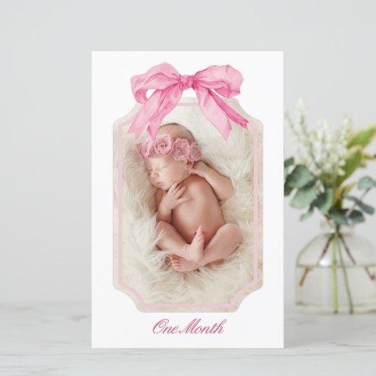 ピンクボウファンシーワンガール誕生日マイルストーンバナー (スタンド正面)