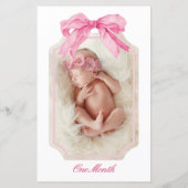 ピンクボウファンシーワンガール誕生日マイルストーンバナー (裏面)