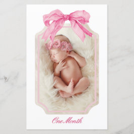 ピンクボウファンシーワンガール誕生日マイルストーンバナー