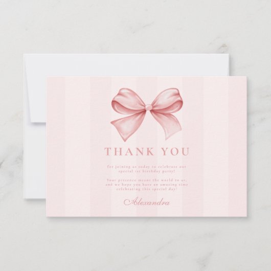 ピンクボウファンシーワンガール1st誕生日 サンキューカード (正面)