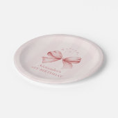 ピンクボウファンシーワンガール1st誕生日 ペーパープレート (アングル)