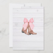 ピンクボウファーストロデオ付きサドルアップ女性のカーボーイブーツ 招待状 (裏面)
