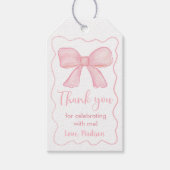 ピンクボウファースト誕生日ありがとう ギフトタグ (正面)
