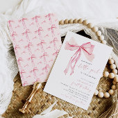 ピンクボウファースト誕生日招待状ガールコケット 招待状