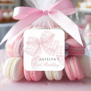 ピンクボウファースト誕生日 スクエアシール