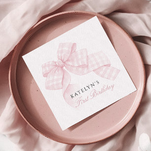 ピンクボウファースト誕生日 スタンダードカクテルナプキン