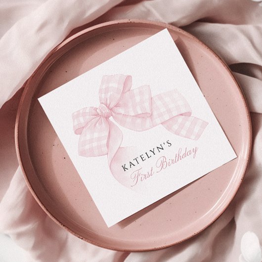 ピンクボウファースト誕生日 スタンダードカクテルナプキン