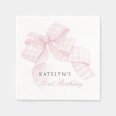 ピンクボウファースト誕生日 スタンダードカクテルナプキン (正面)