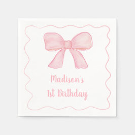 ピンクボウファースト誕生日 スタンダードカクテルナプキン
