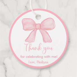 ピンクボウファースト誕生日 フェイバータグ