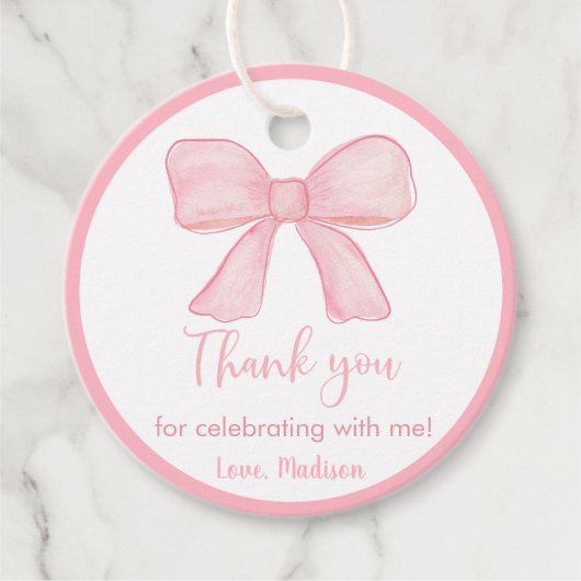 ピンクボウファースト誕生日 フェイバータグ (正面)