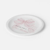 ピンクボウファースト誕生日 ペーパープレート (アングル)