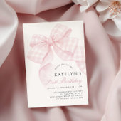 ピンクボウファースト誕生日 招待状