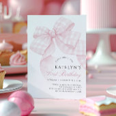 ピンクボウファースト誕生日 招待状