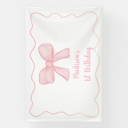 ピンクボウファースト誕生日 横断幕 (縦)