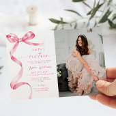 ピンクボウフォトスイーツ16誕生日招待状 招待状