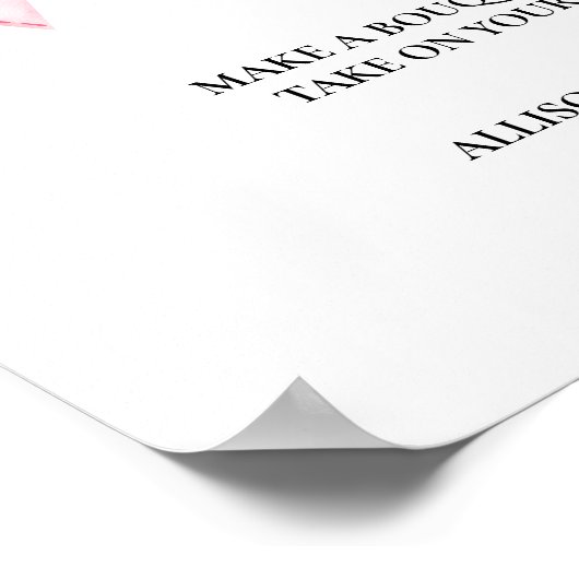 ピンクボウフラワーバーサインブライダルシャワーフラワー ポスター (角)