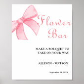ピンクボウフラワーバーサインブライダルシャワーフラワー ポスター (正面)