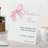ピンクボウフラワーバーサインブライダルシャワーフラワー 台座サイン (インサイチュ)