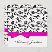 ピンクボウフラワー結婚式招待状 招待状 (正面/裏面)