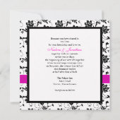 ピンクボウフラワー結婚式招待状 招待状 (裏面)