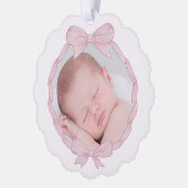 ピンクボウフレームバプテスマ感謝していスユー オーナメントカード (左)