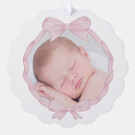 ピンクボウフレームバプテスマ感謝していスユー オーナメントカード