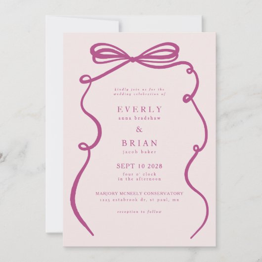 ピンクボウフレ結婚ーム 招待状 (正面)