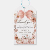 ピンクボウフローラカボチャ赤ちゃんシャワーギフトラベル ギフトタグ (正面)
