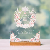 ピンクボウフローラクレストベビーガールシャワーおむつ アクリルサイン (ニュートラル)