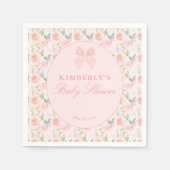 ピンクボウフローラコケットジンジャムガムガールベビーシャワー スタンダードカクテルナプキン (正面)