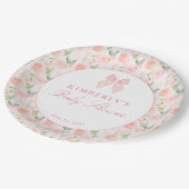 ピンクボウフローラコケットジンジャムガムガールベビーシャワー ペーパープレート (アングル)