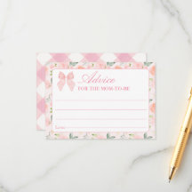 ピンクボウフローラコケットベビーシャワーアドバイスカード